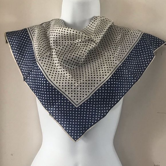 Vintage Polka Dot Silk Bandana Scarf - Picture 2 of 7
